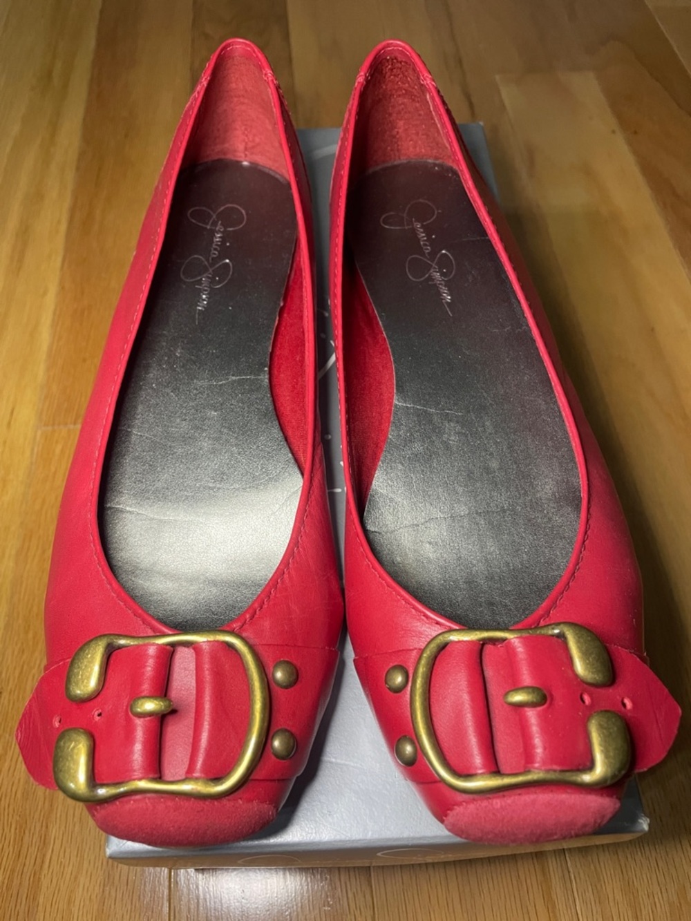 Jessica Simpson London Red Macintosh Western Leather Flats. Womens Size 8.5 M